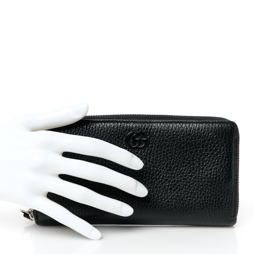 Dollar Calfskin Monochrome GG Marmont Zip Around Wallet Black