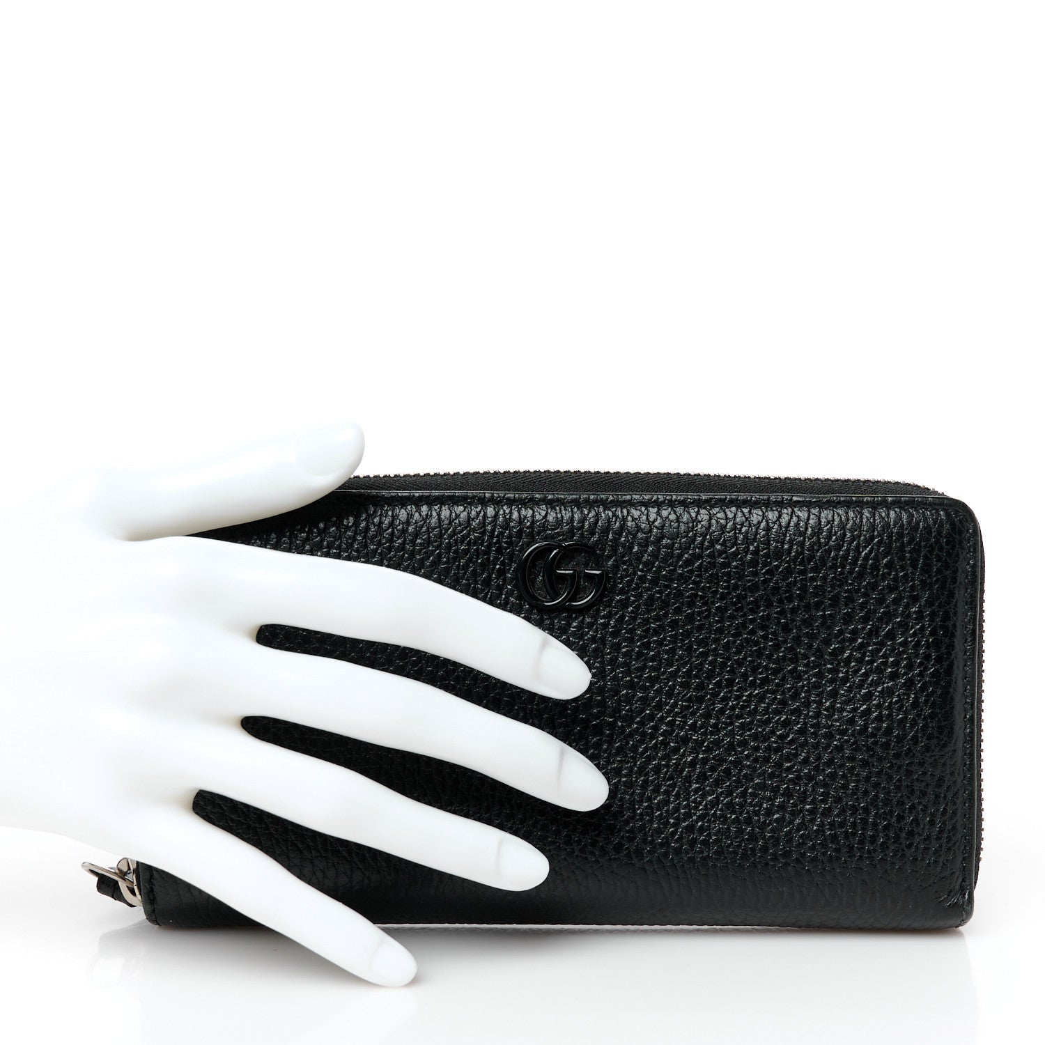Dollar Calfskin Monochrome GG Marmont Zip Around Wallet Black