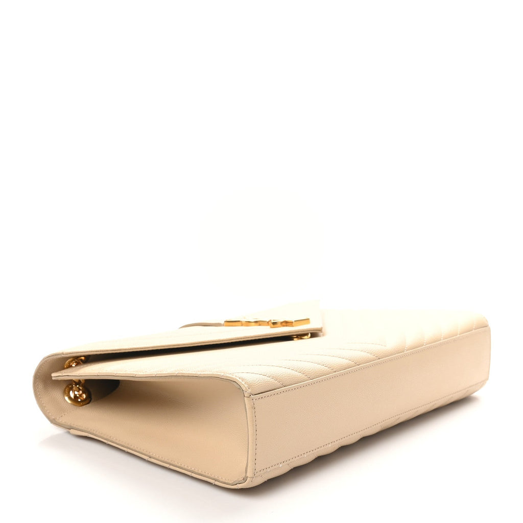 Grain De Poudre Matelasse Chevron Large Monogram Satchel Nude Powder