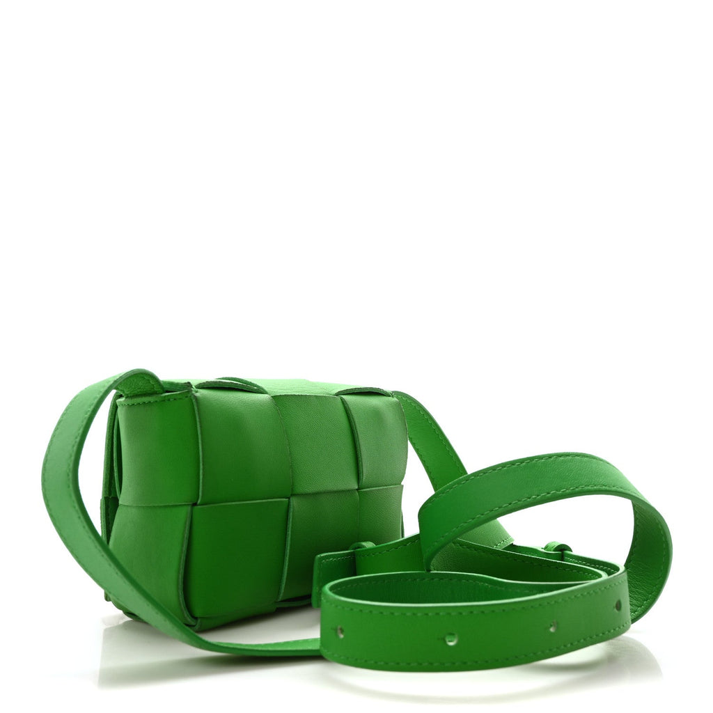 Lambskin Maxi Intrecciato Extra Mini Cassette Crossbody Bag Parakeet
