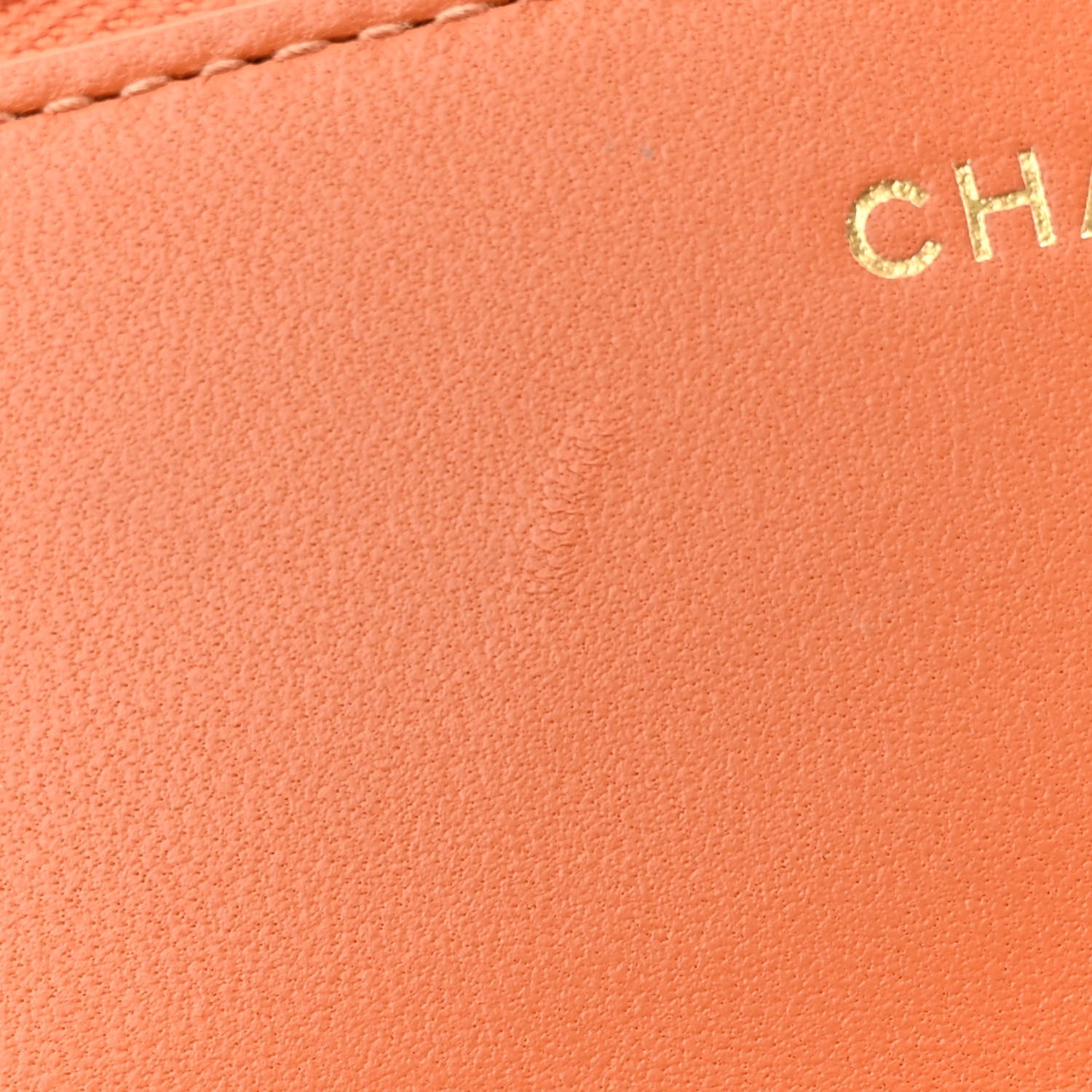 Lambskin Quilted Studded CC Wallet On Chain WOC Orange