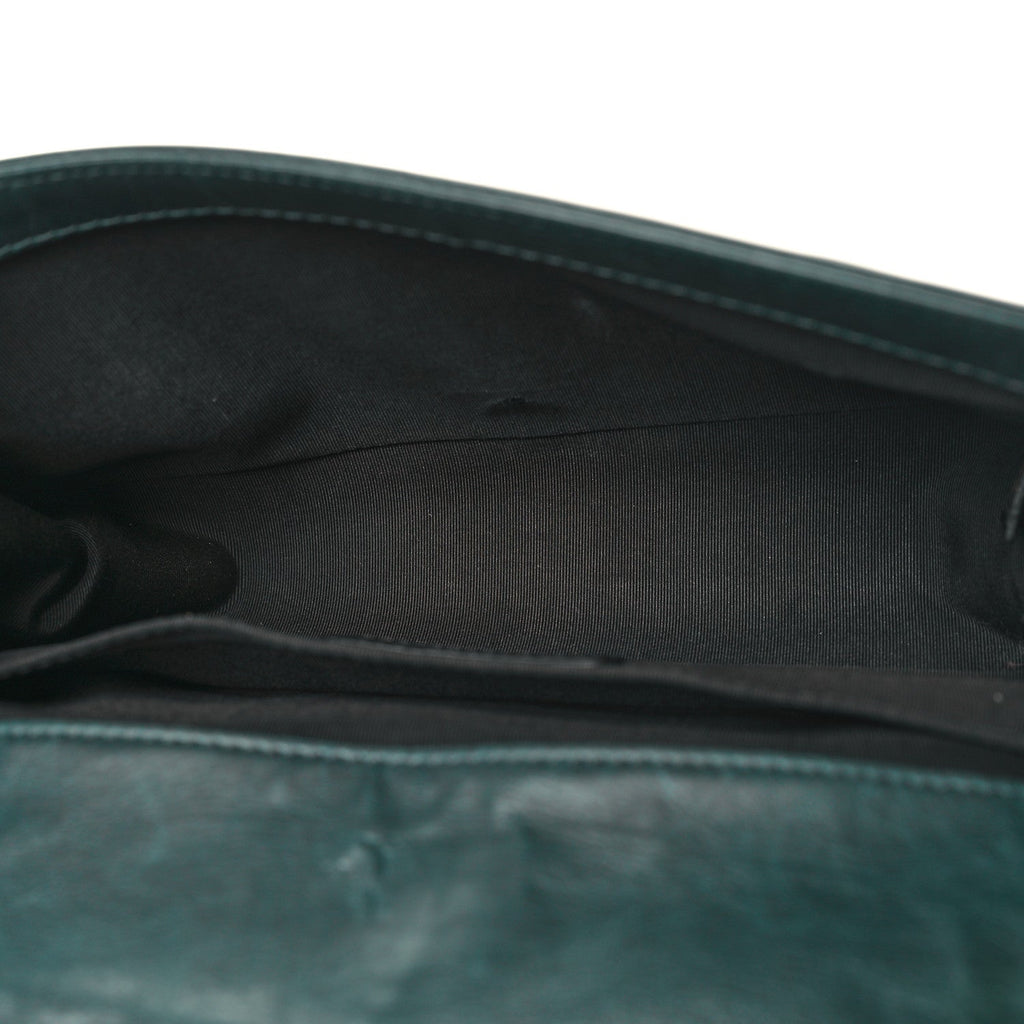 Calfskin Double Stitch Medium Boy Flap Green