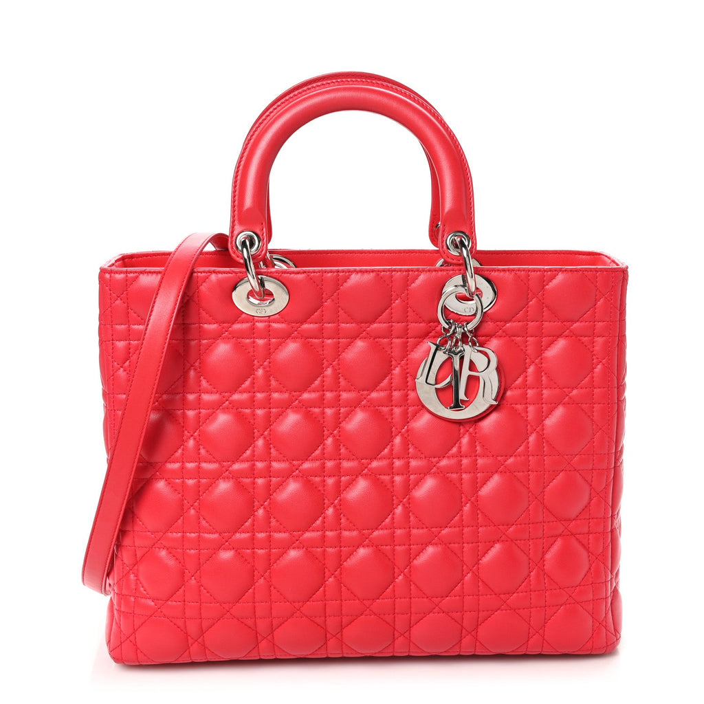 Lambskin Cannage Large Lady Dior Red