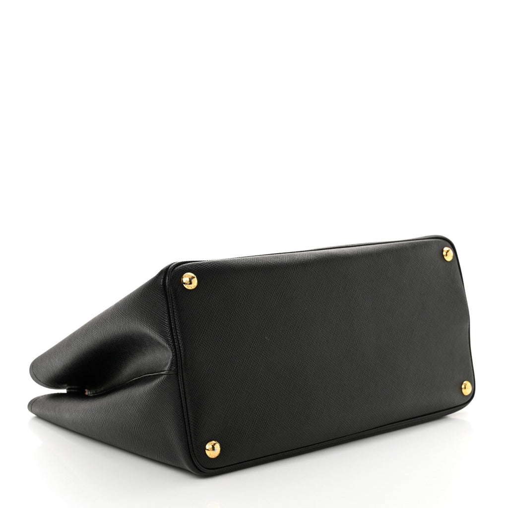 Saffiano Cuir Medium Double Bag Black Fuoco