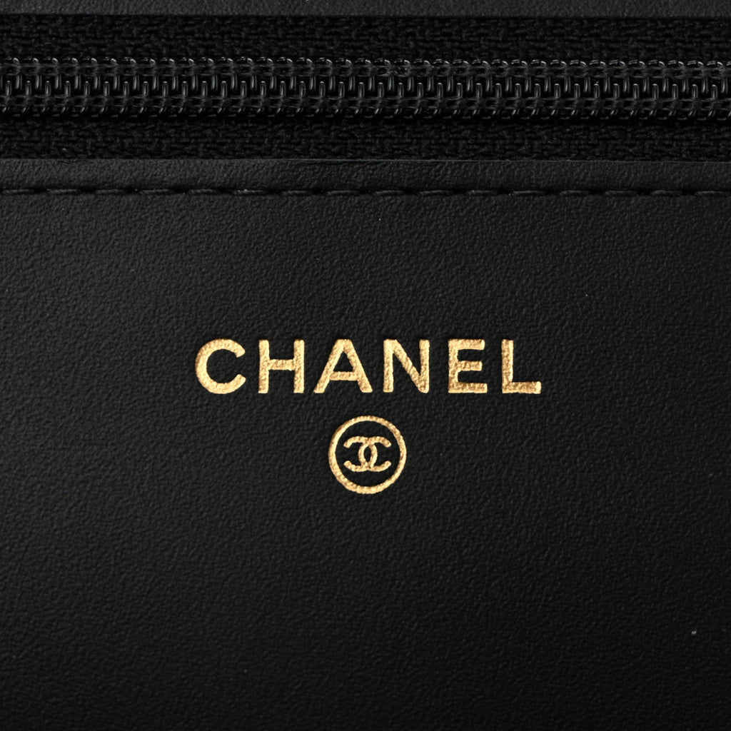 Aged Calfskin Lucky Charms Casino 2.55 Reissue Wallet on Chain WOC Black