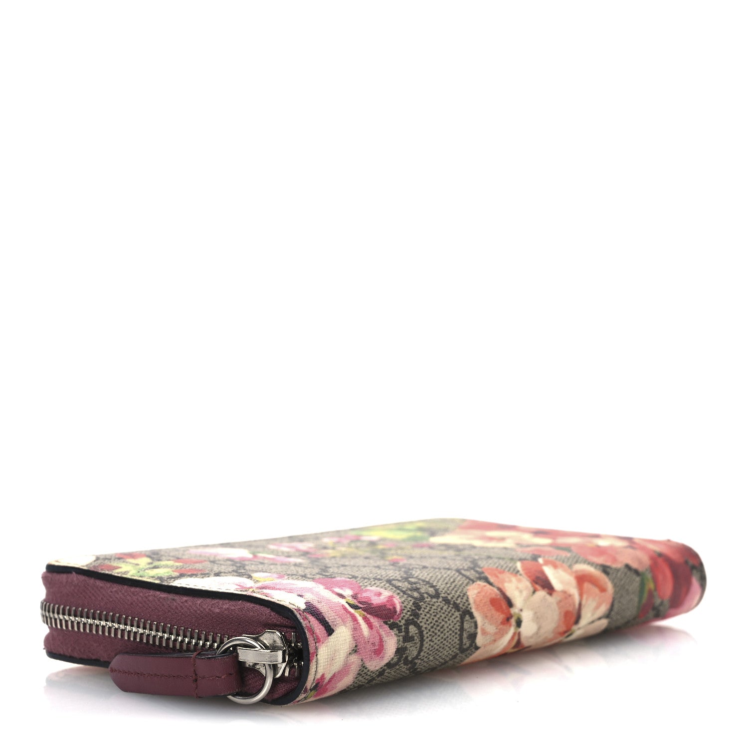 GG Supreme Monogram Blooms Zip Around Wallet Beige Multicolor Dry Rose