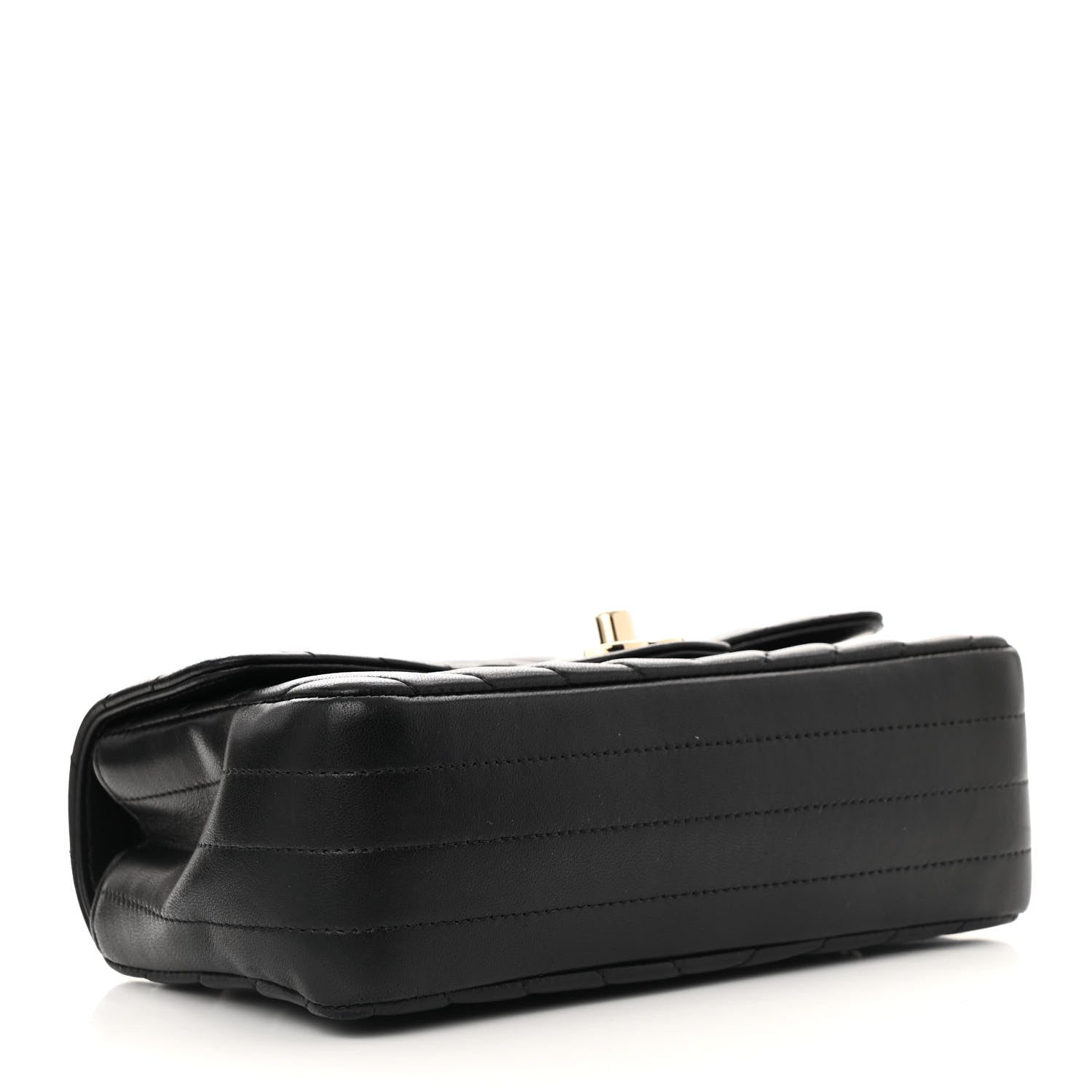 Lambskin Chevron Quilted Mini Rectangular Flap Black