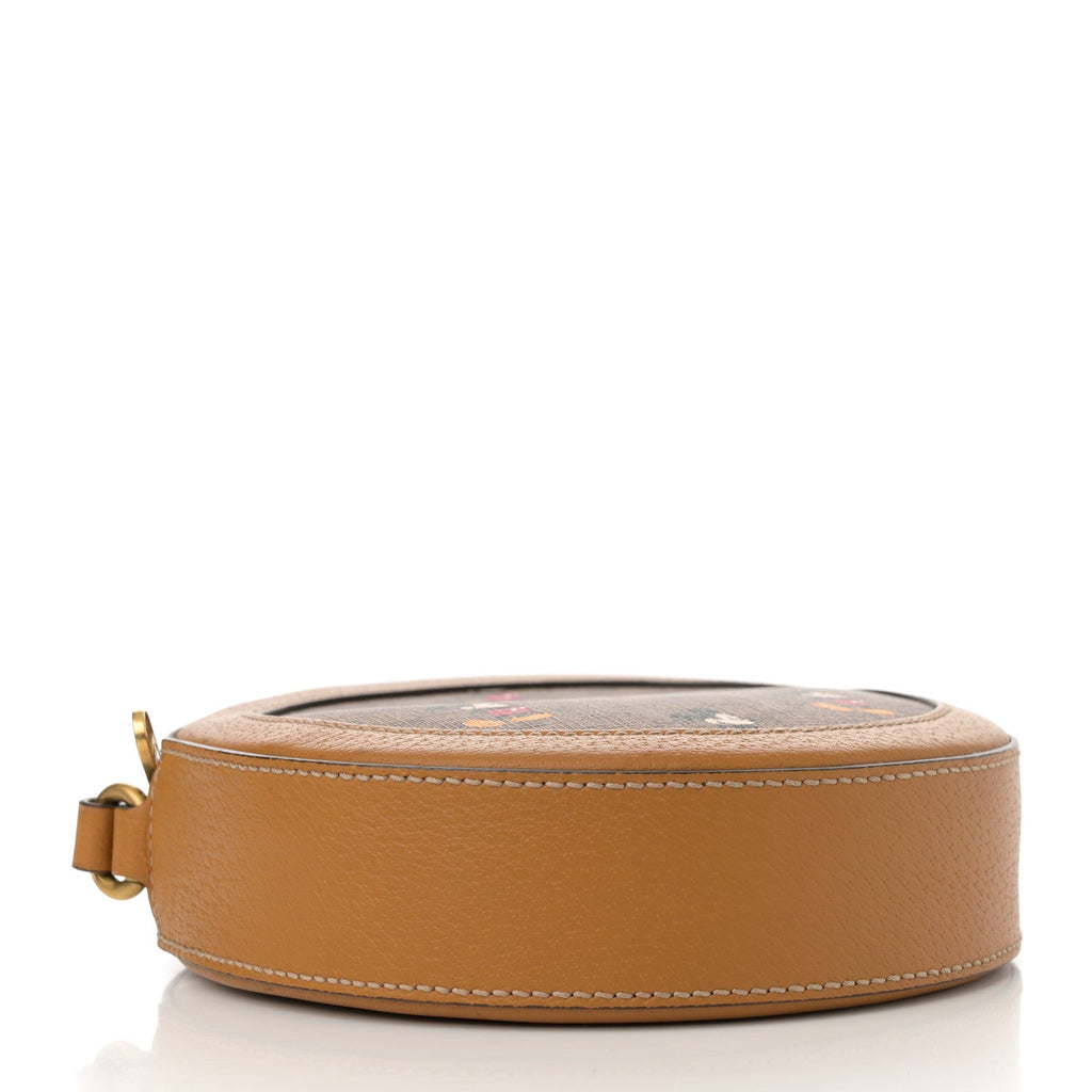 X DISNEY Mini Vintage GG Supreme Monogram Mickey Mouse Round Shoulder Bag Beige Vintage Sun Oil