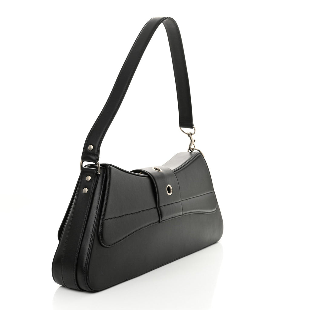 Smooth Calfskin Large Lindsay Shoulder Bag Black