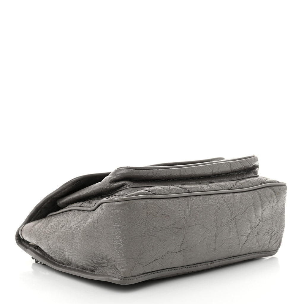 Crinkled Calfskin Matelasse Monogram Medium Niki Chain Satchel Fog