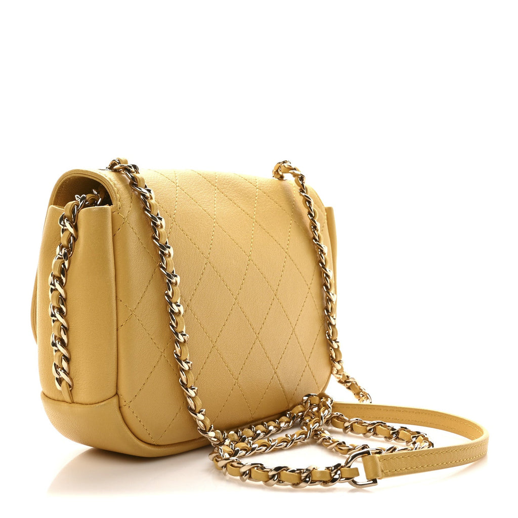 Goatskin Stitched Casual Trip Single Flap Yellow