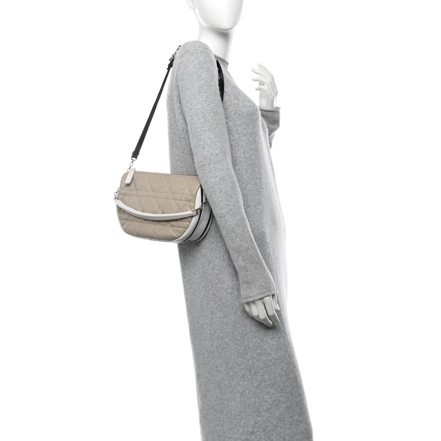 Lambskin Cannage Medium Dior Vibe Hobo Bag Beige