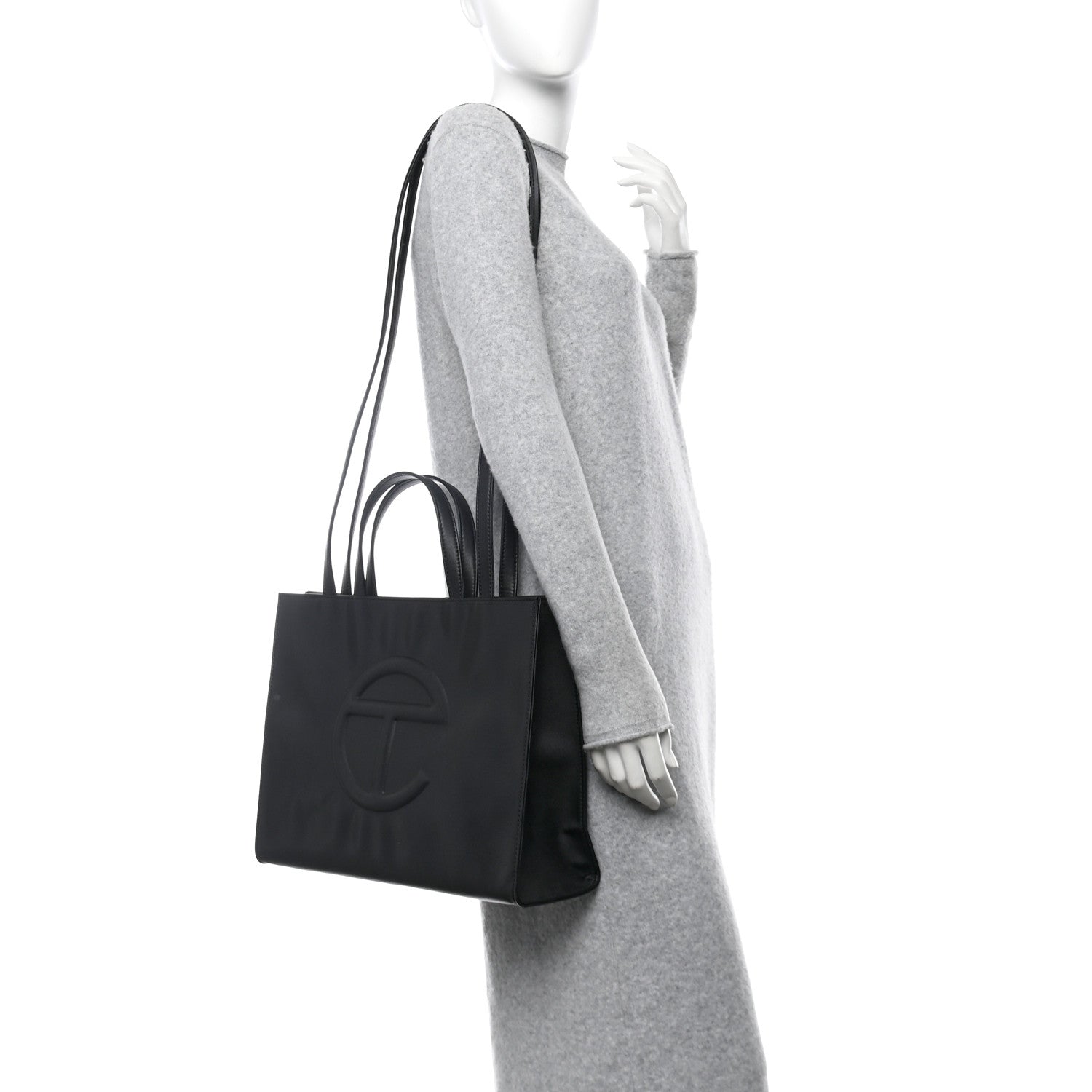 Vegan Leather Medium Shopping Bag Black