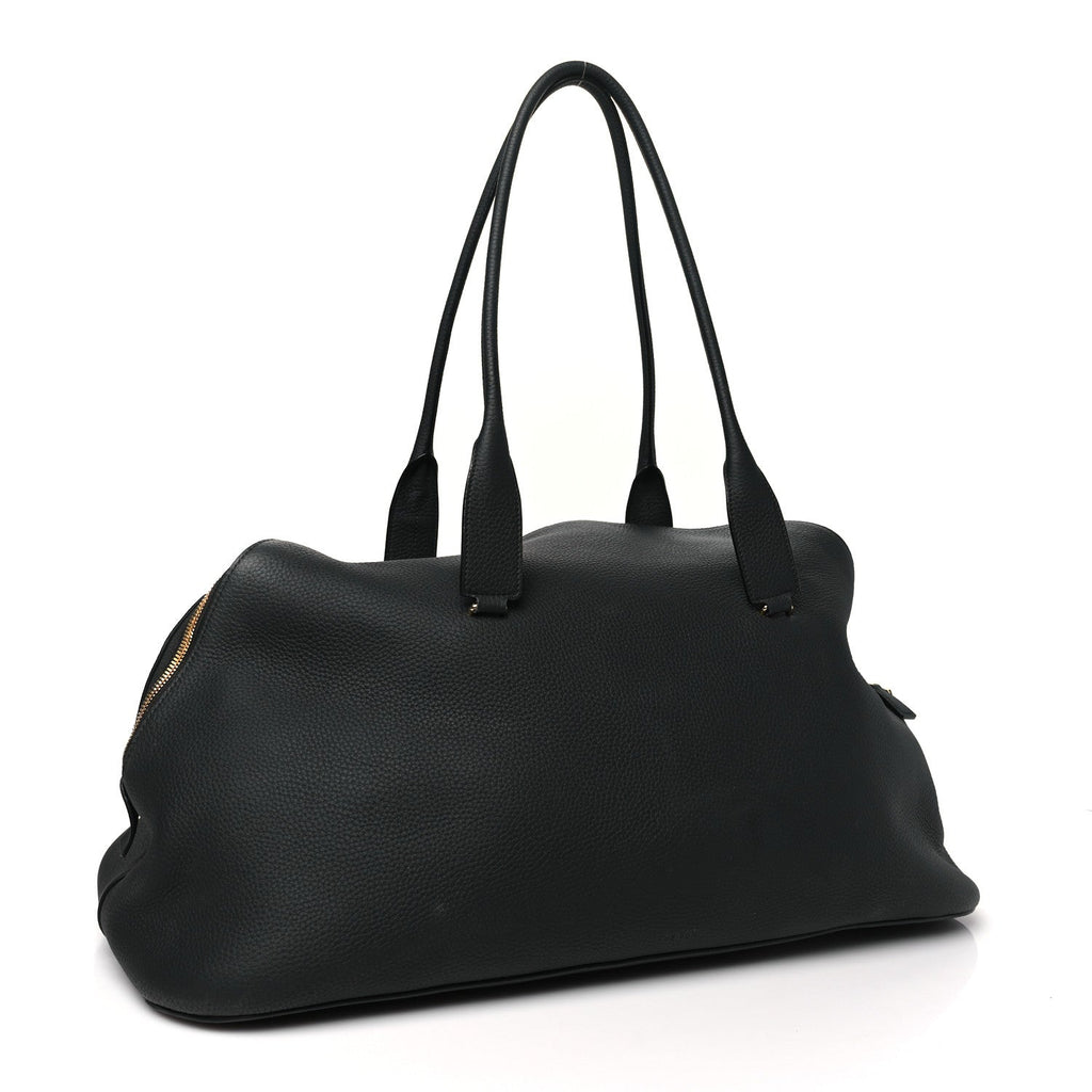 Matte Grained Calfskin Large Devon Bag Black