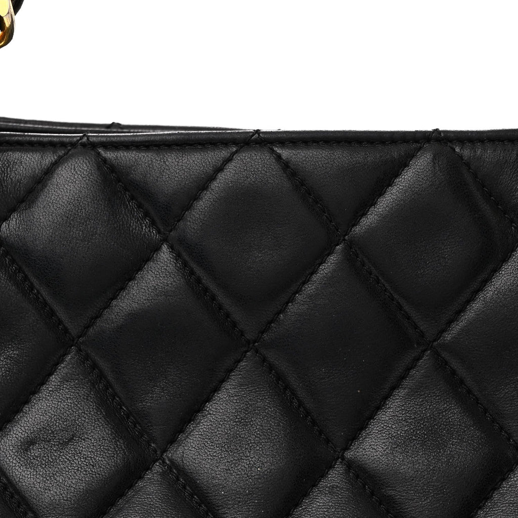 Lambskin Quilted Medium New Bubble North South Tote Black