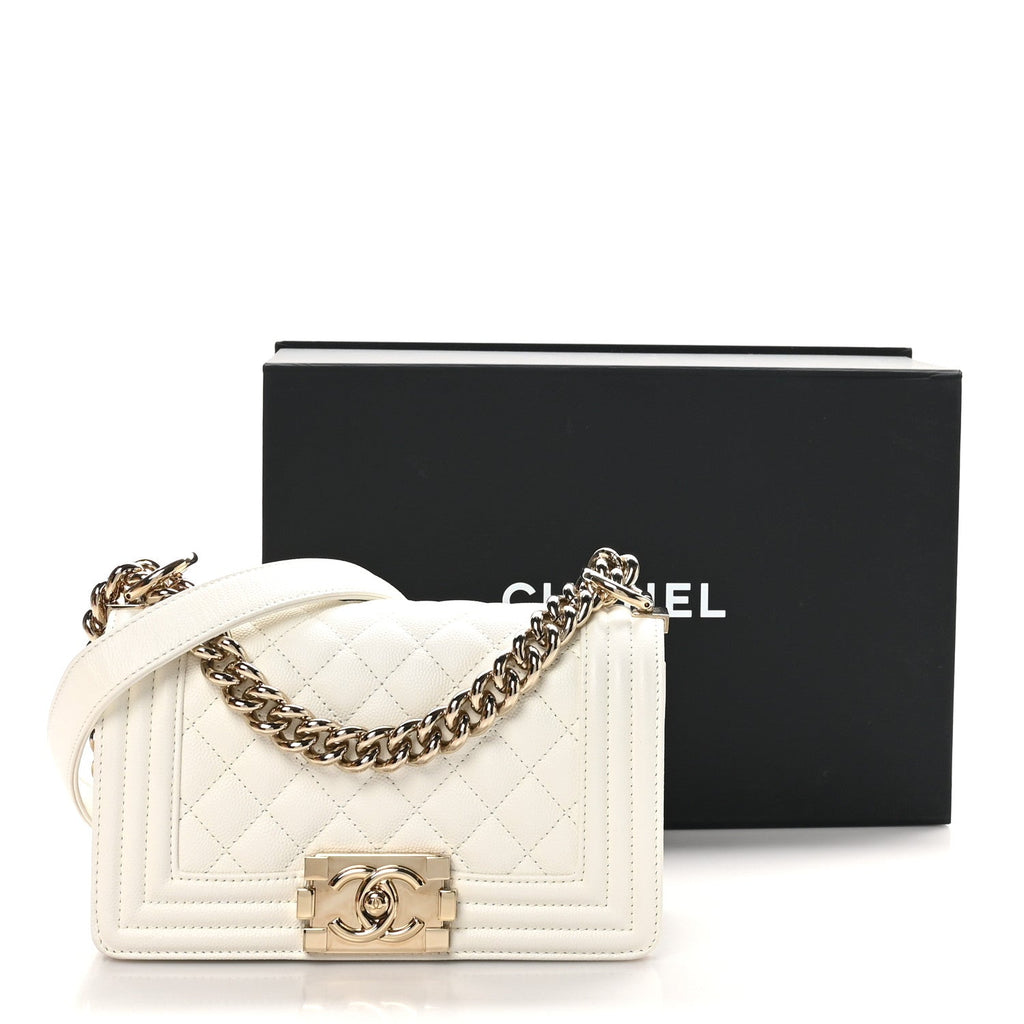 Caviar Quilted Small Boy Flap White
