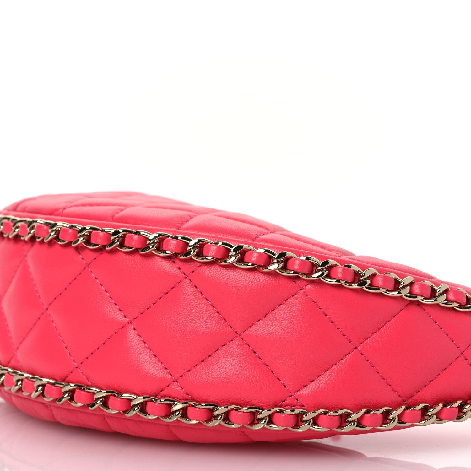 Lambskin Quilted Chain Around Hobo Pink