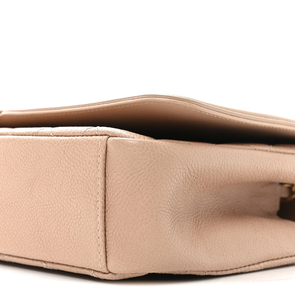 Caviar Quilted Medium CC Filigree Flap Beige