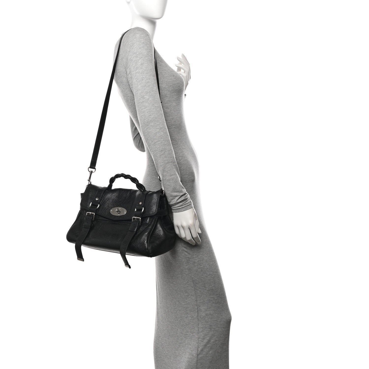 Shiny Calfskin Medium Alexa Black