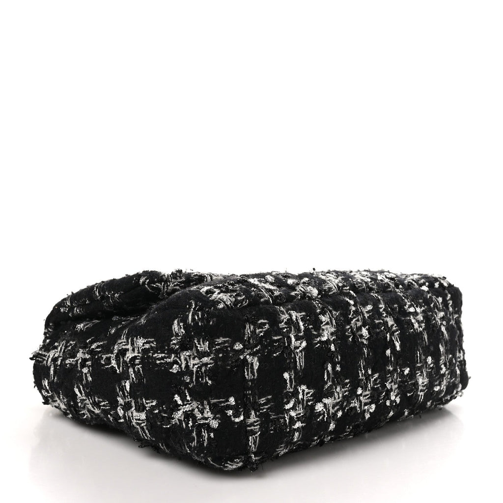 Tweed Quilted Medium Chanel 19 Flap Black Silver Ecru