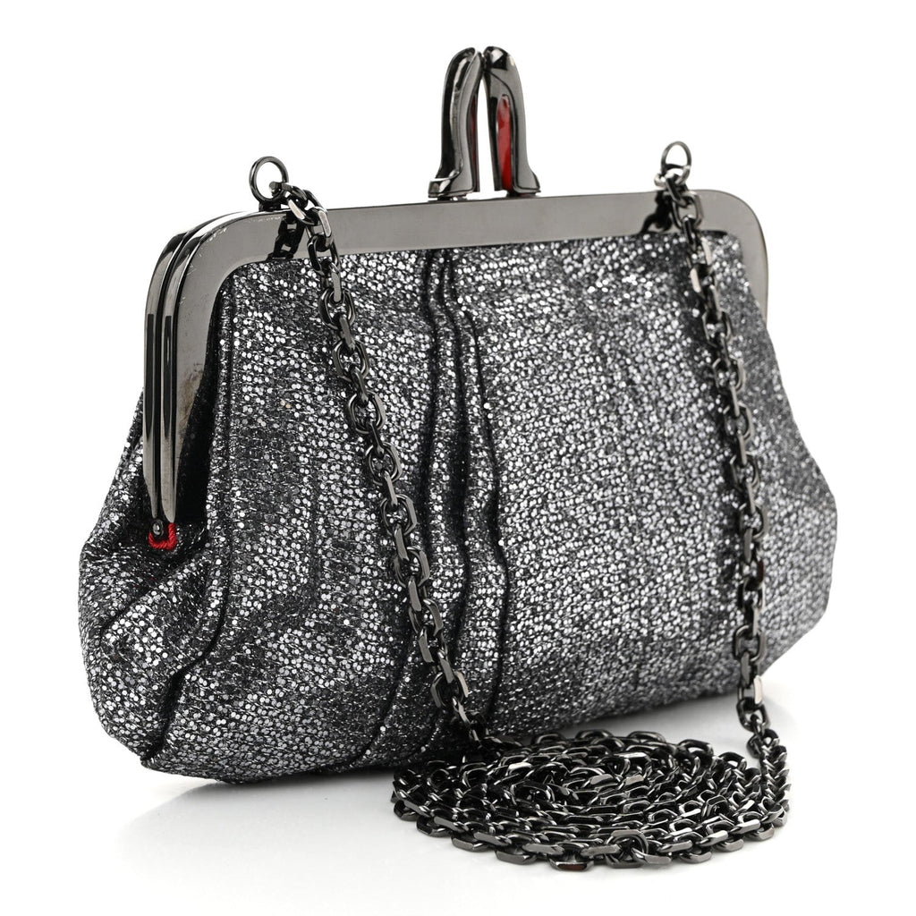 Glitter Fabric Crossbody Clutch Silver