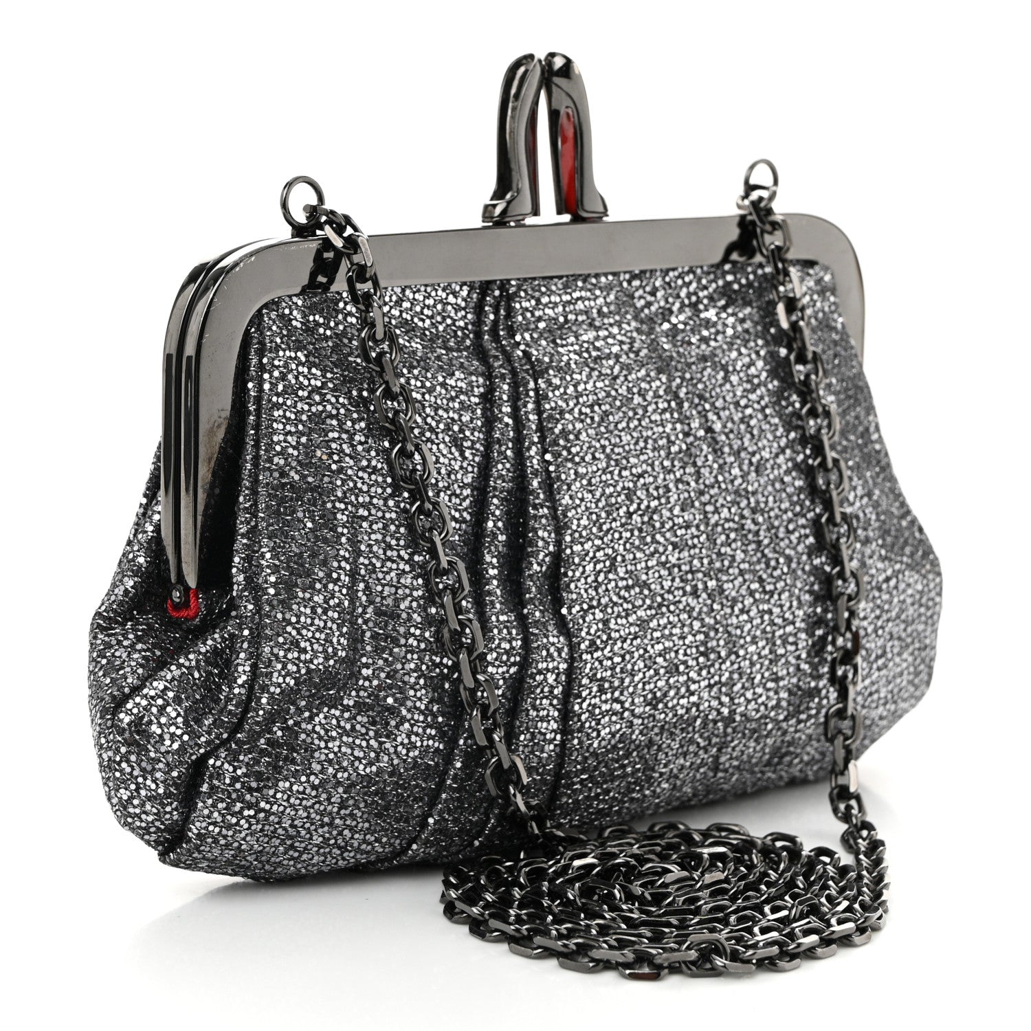 Glitter Fabric Crossbody Clutch Silver