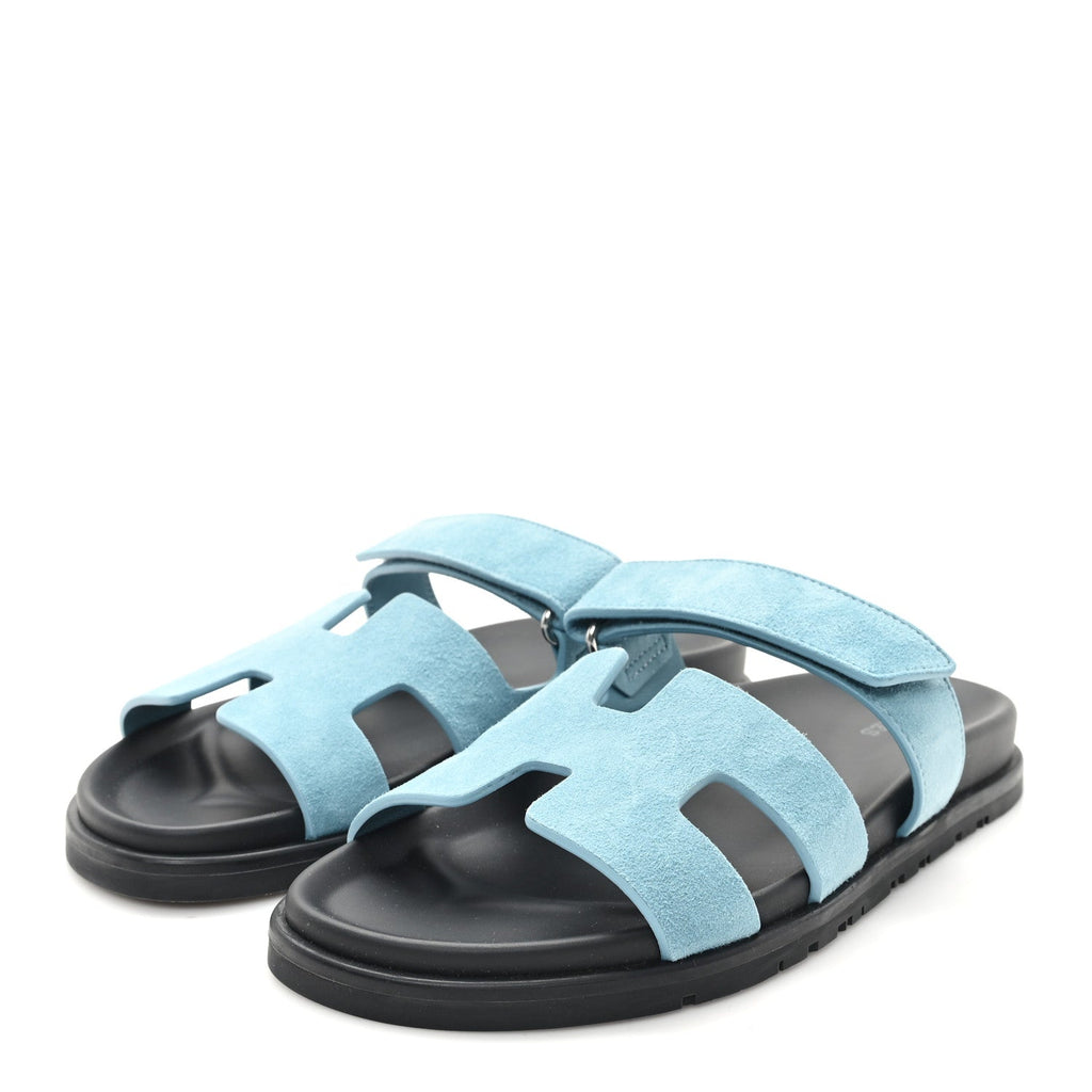 Suede Goatskin Womens Chypre Sandals 39 Bleu Mineral