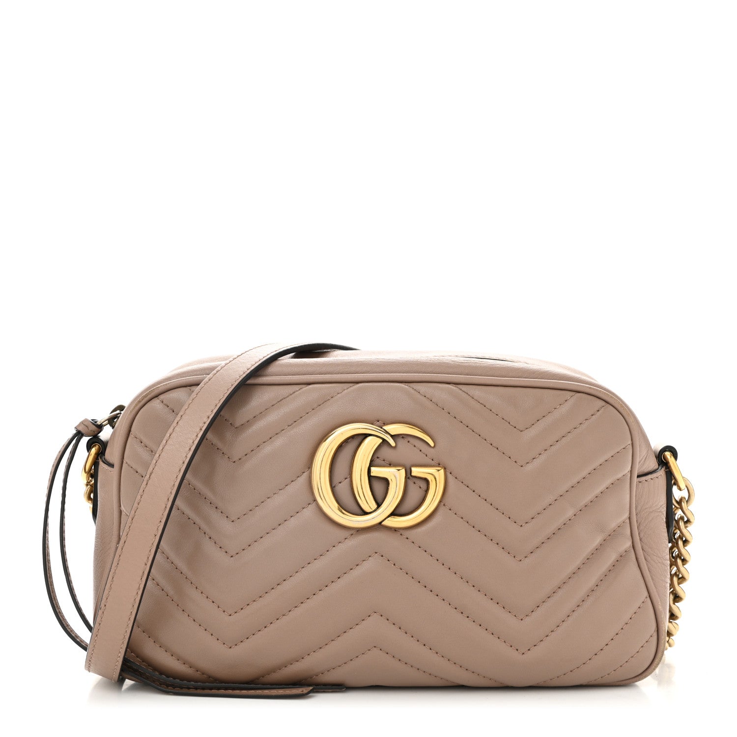Calfskin Matelasse Small GG Marmont Chain Shoulder Bag Porcelain Rose