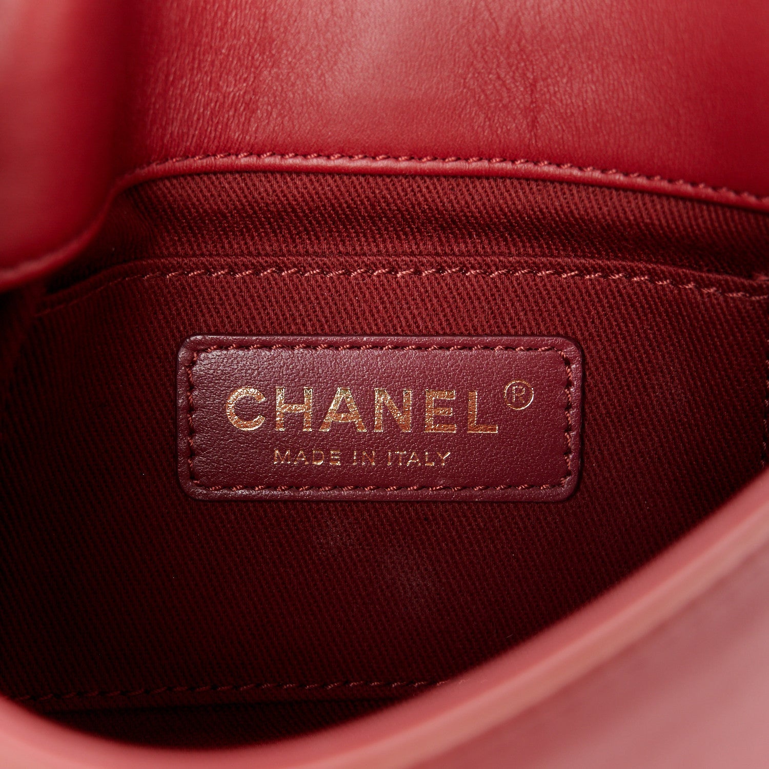 Calfskin Stitched Flap Red