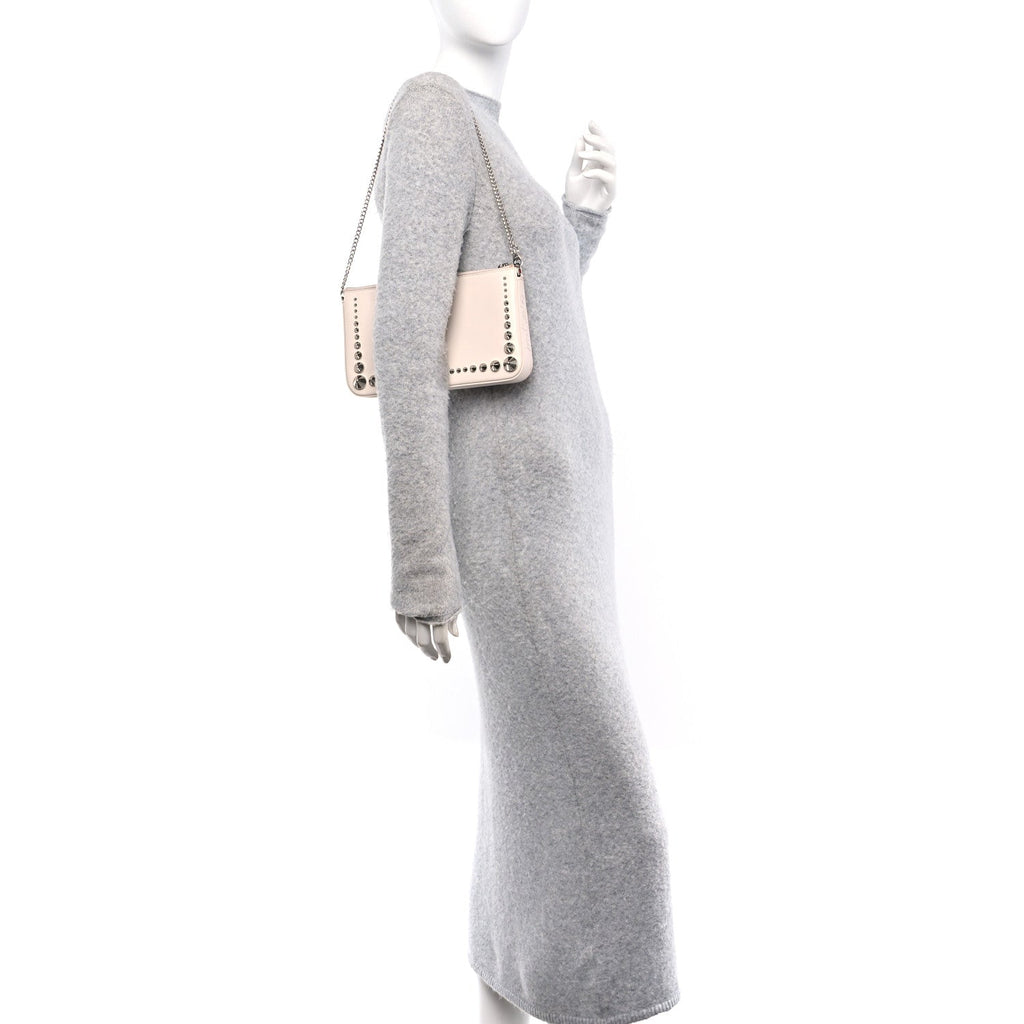 Calfskin Paris Spiked Loubila Chain Clutch Leche