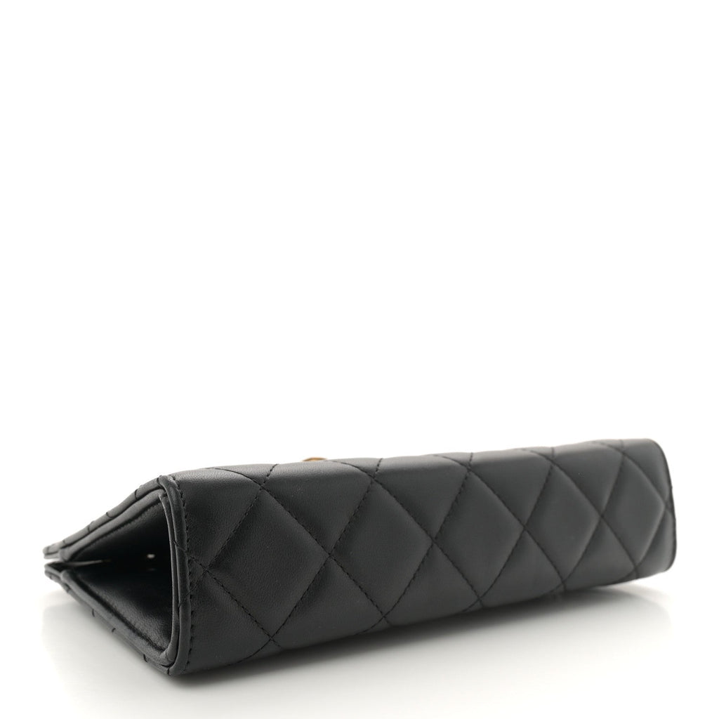 Lambskin Quilted Evening By The Sea Clutch Black