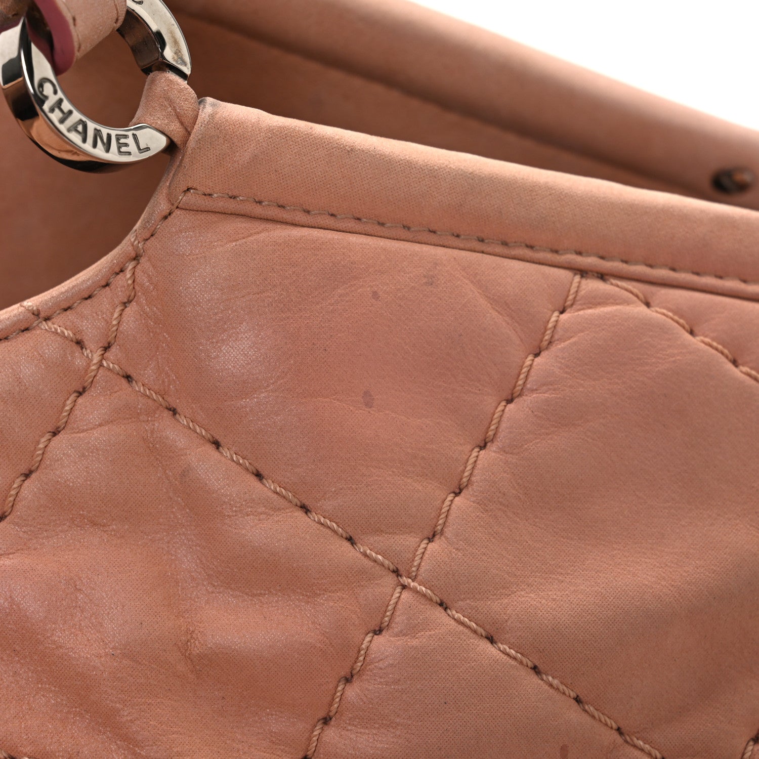 Iridescent Calfskin Quilted Small Sea Hit Tote Light Pink