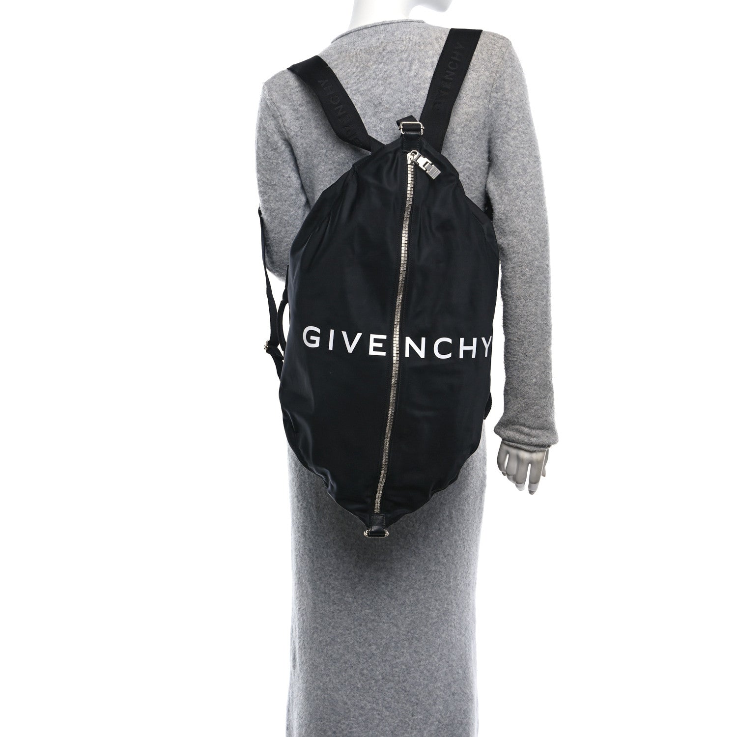 Nylon G-Zip Duffle Backpack Black