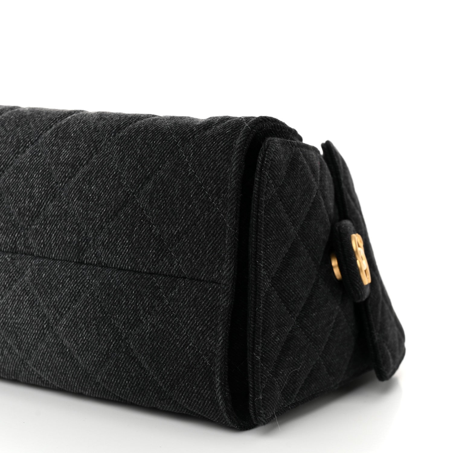 Washed Denim Quilted Small Chanel 25 Handbag Black