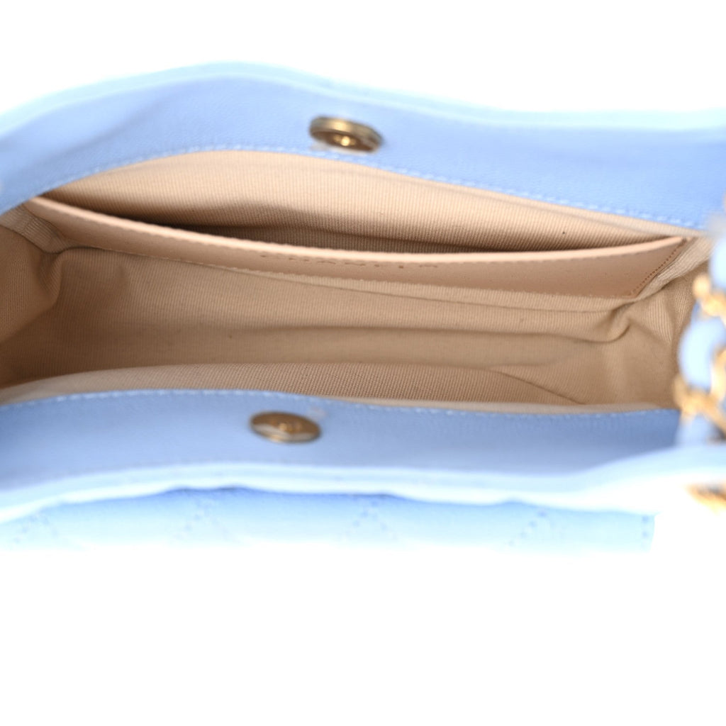 Caviar Quilted Small Wavy CC Hobo Light Blue