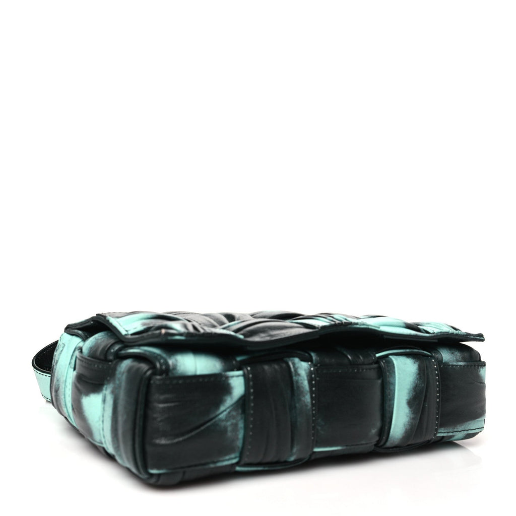 Foulard Tie Dye Maxi Intrecciato Padded Cassette Crossbody Bag Celadon Inkwell