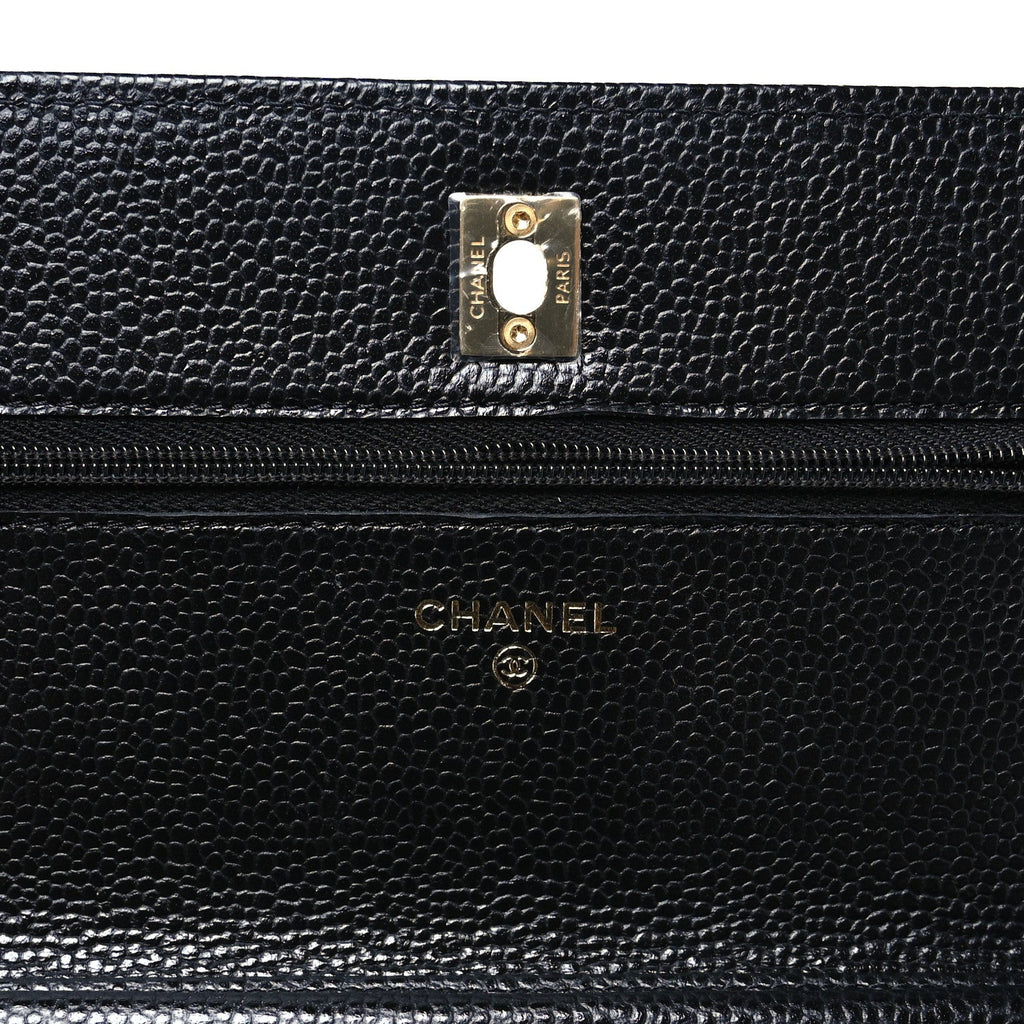 Caviar Quilted CC Turnlock Wallet On Chain WOC Black