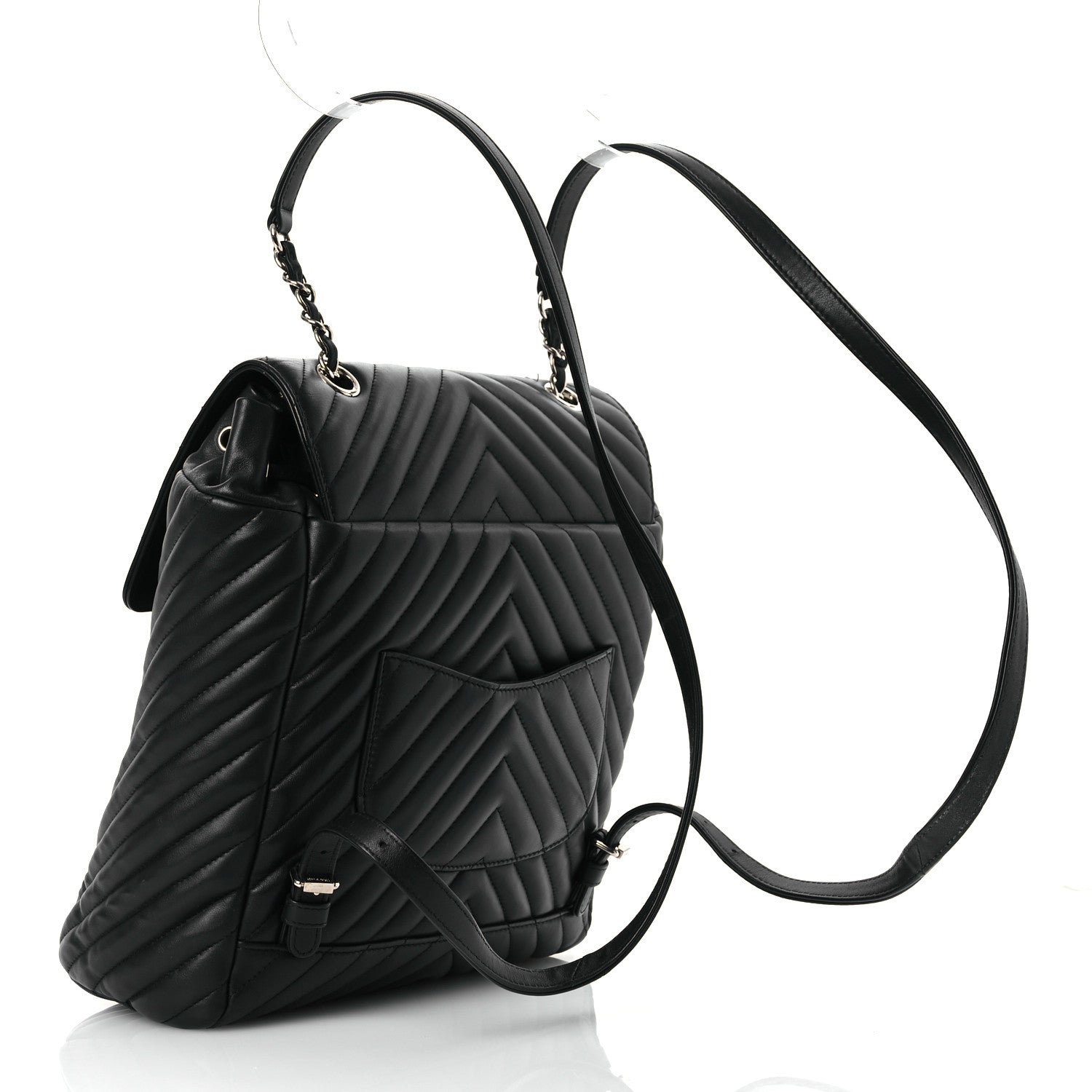 Calfskin Chevron Quilted Large Urban Spirit Backpack Black