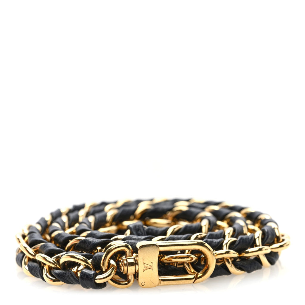 Calfskin Multi Pochette Chain Shoulder Strap Black Gold