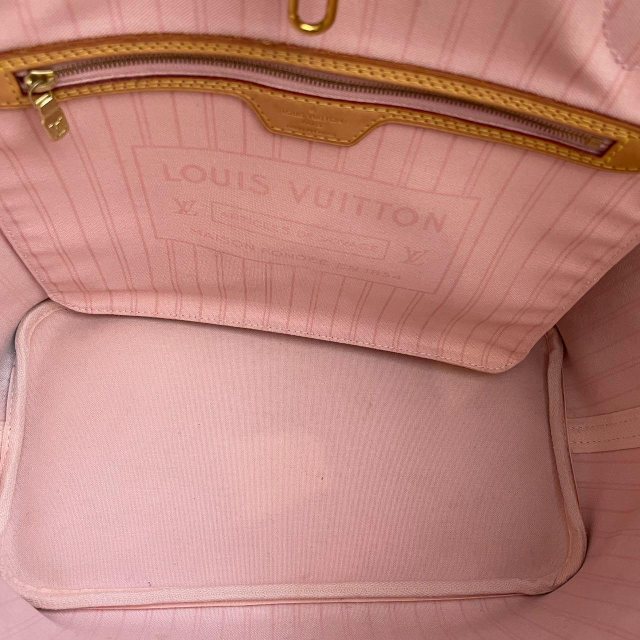 Louis Vuitton MM Damier Azur Beige Tote Bag with Removable Pouch