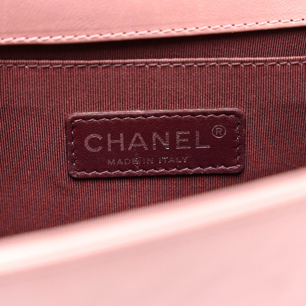 Calfskin Quilted Double Stitch Medium Boy Flap Pink
