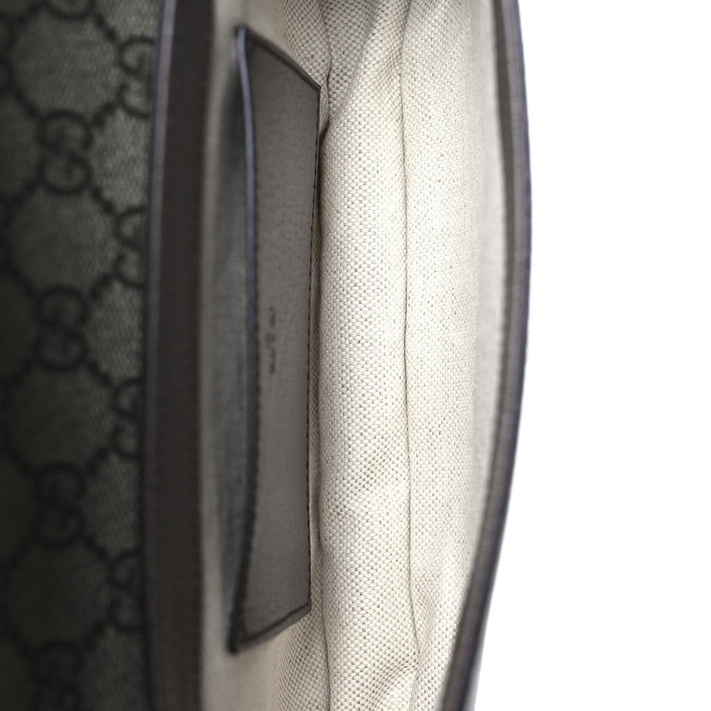 GG Supreme Monogram Textured Dollar Calfskin Web Mini Ophidia Envelope Shoulder Bag Beige Ebony New Acero