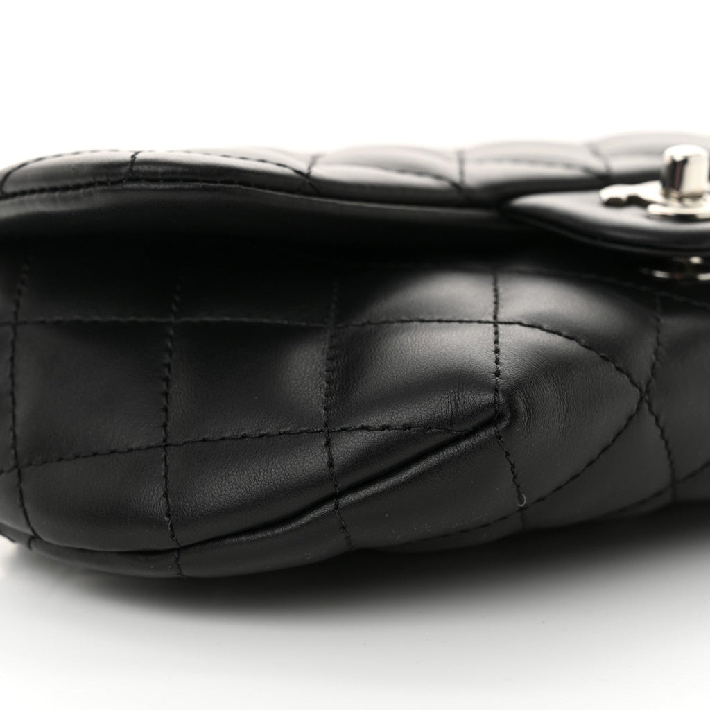 Calfskin Quilted CC Uniform Flap Belt Bag Black