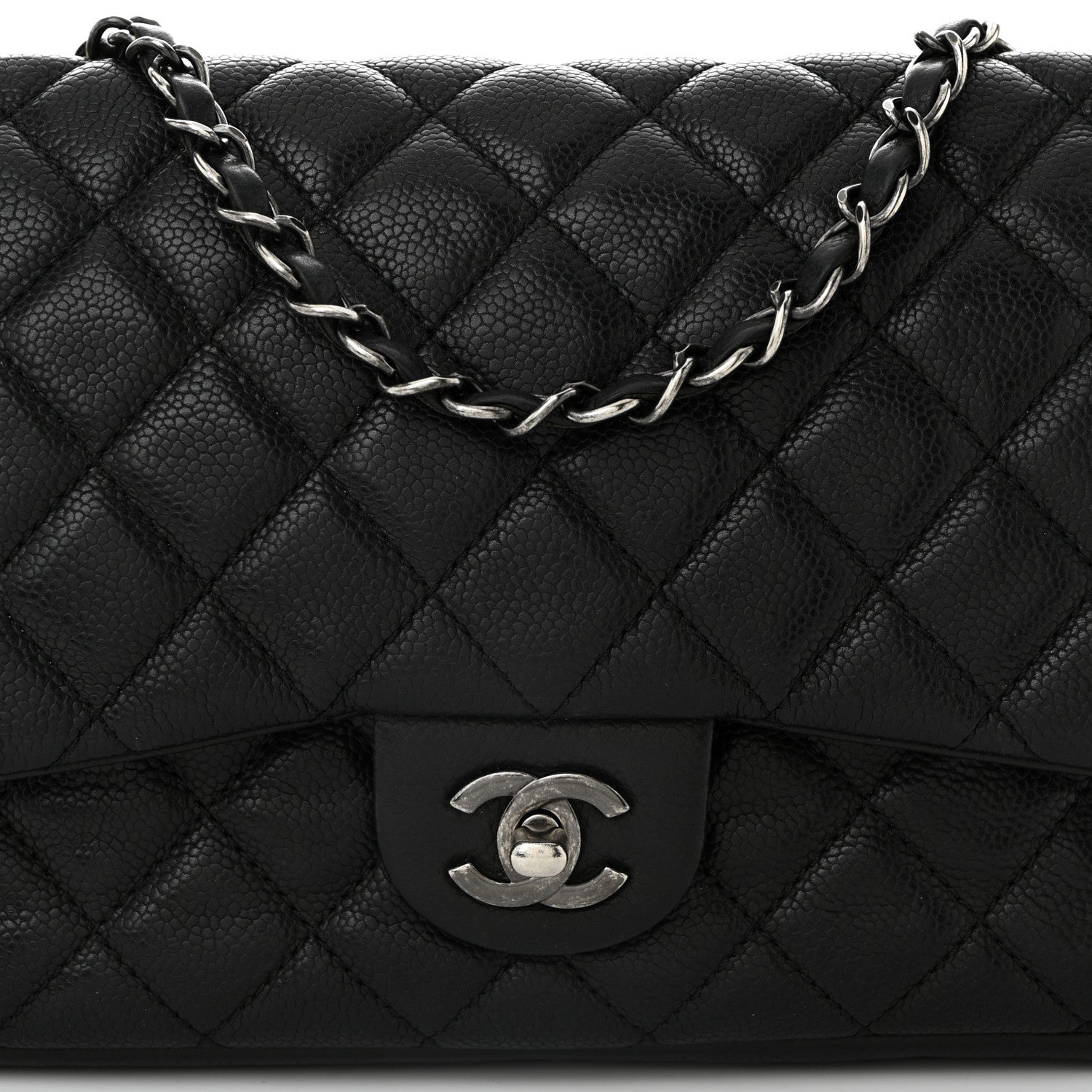 Caviar Quilted Medium Now and Forever Flap  Black