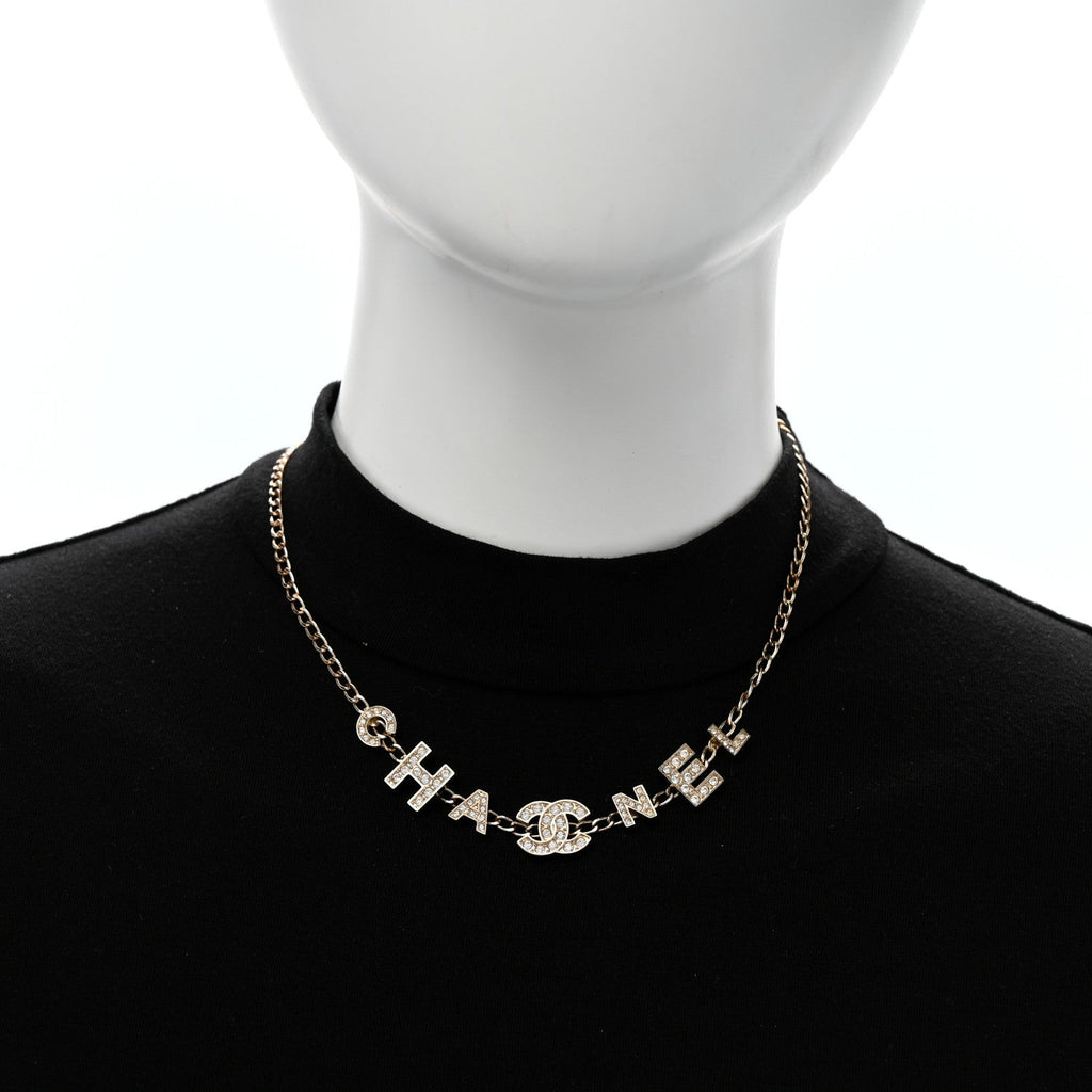 Crystal CC Letter Chain Necklace Gold