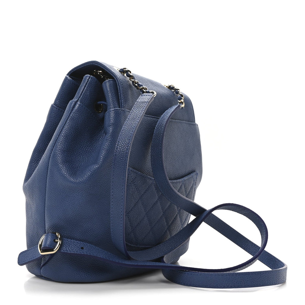 Caviar Quilted Backpack Blue
