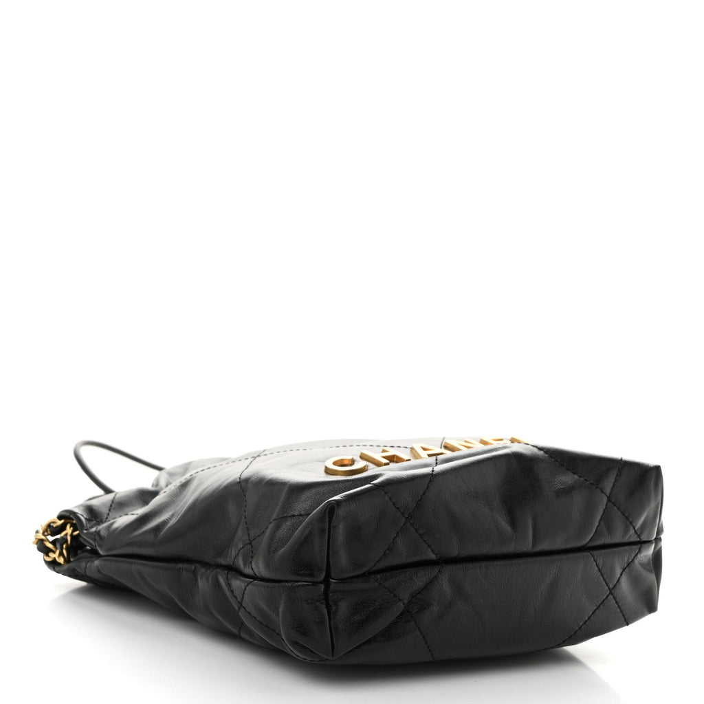 Shiny Calfskin Quilted Mini Chanel 22 Black