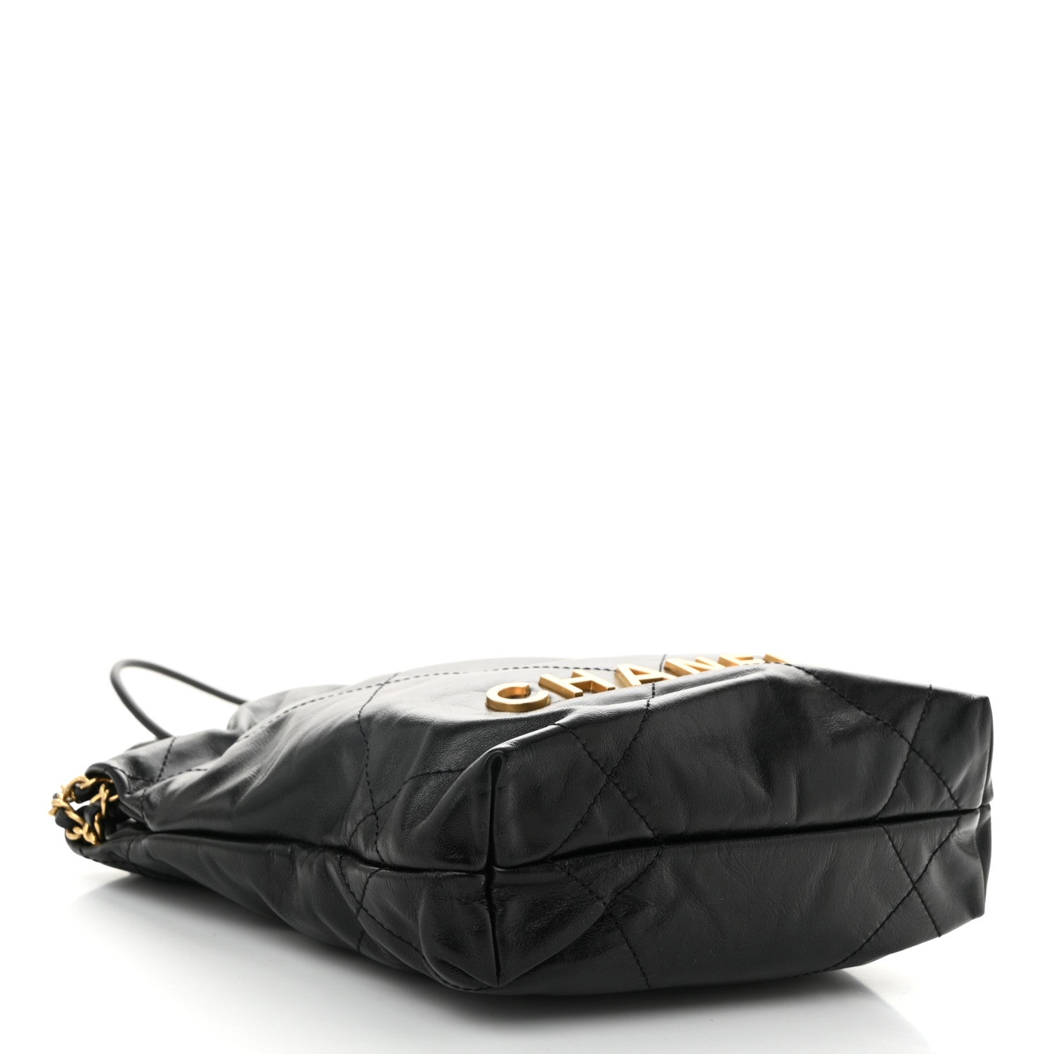 Shiny Calfskin Quilted Mini Chanel 22 Black