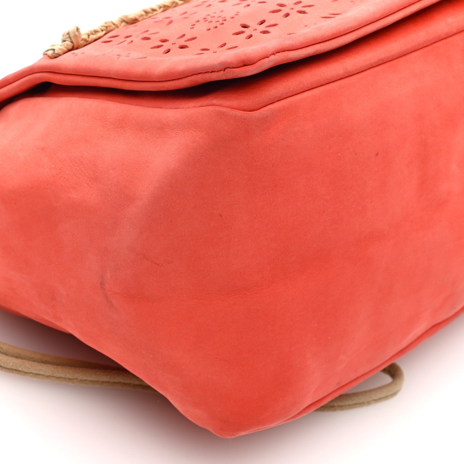 Nubuck Perforated Fringe Flap Orange