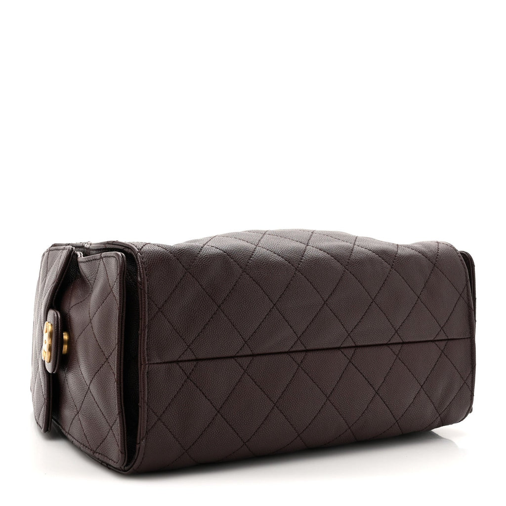Caviar Quilted Small Chanel 25 Handbag Dark Brown